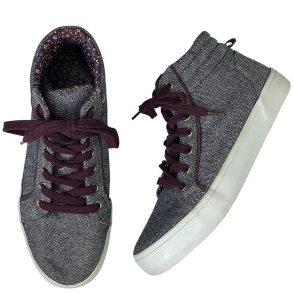 Old Navy Girls Hightop Sneakers Chambray Blue Metallic Gold Sparkle and Purple